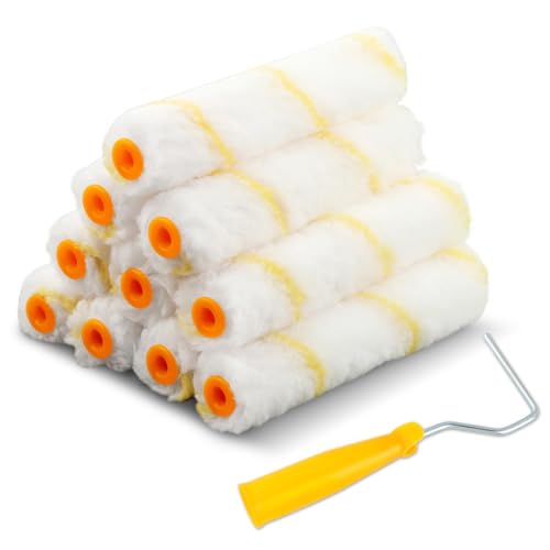 10pcs Paint Roller Covers, 6-inch Nap Shedless Microfiber Roller Cover, House Painting Supplies for Graining Knurling Furniture Cabinets Art Supplies DIY