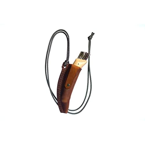 Leather sheath for mushroom knife Opinel is designed to be carried in a pocket, bag on a belt or neck - Y2S