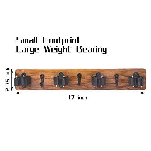 2 Pack Mop and Broom Holder Wall Mount Solid Wood Broom Rack Wall Mount 4 Positions 3 Hooks for Home, Kitchen, Garden, Tools, Garage Organizing, Cleaning Supplies Organizer Indoor Outdoor
