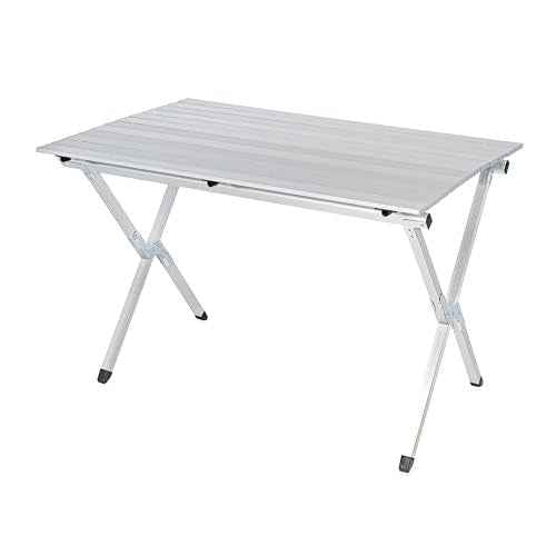 Camco Aluminum Roll-Up Table with Carrying Bag | Lightweight & Easy-to-Carry | Comfortably Sits 4-6 People | Ideal for Tailgating, Camping, The Beach, Parties & More (51892)