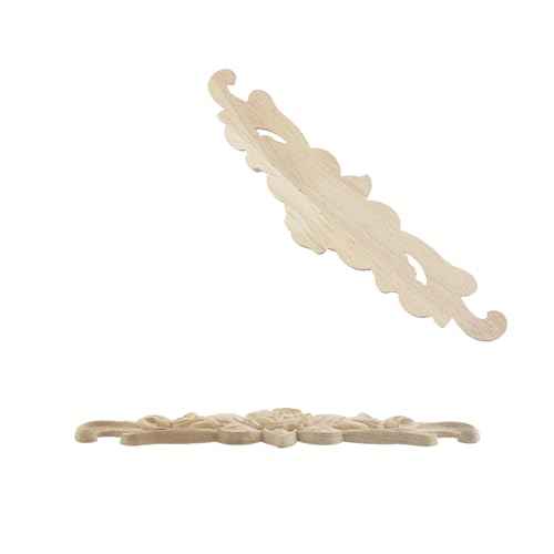 T Tulead Wood Carving Decal Rose Wood Appliques Furniture Cabinet Decoration Onlay Applique 7.87"x2",Pack of 3
