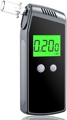Breathalyzer,2025 Upgraded Professional High-Accuracy Alcohol Tester with USB Rechargeable,Personal Alcohol Breathalyzer Tester with LCD Digital Display(10 Mouthpieces)