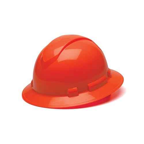 Pyramex Ridgeline Full Brim Hard Hat 4 Point Ratchet Hi Vis Orange