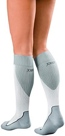 JOBST 7528902 Sport Compression Sock, Knee High, 15-20mmHg, White/Grey, Large