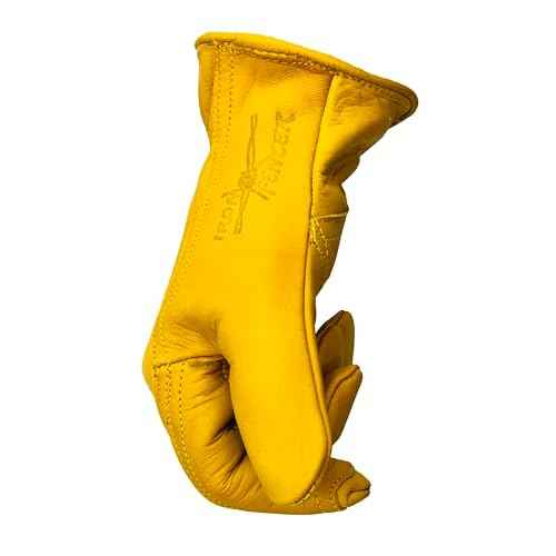Iron Fencer Leather Work Glove- 207 Medium Cowhide Leather Fencing Gloves for Men Heavy Duty Double Palm, Guantes de Trabajo, Ranch, 207M