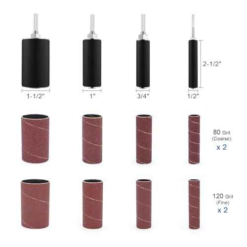 2-1/2¡¯¡¯Sanding Drum and Sleeves Set with 1/4¡¯¡¯, 1/8¡¯¡¯Shank and Rubber Eraser, Drill Sanding Kit for Sanding Polishing Multiple Materials Wood Fiberglass Metal, 80, 120 Grit-21PCS