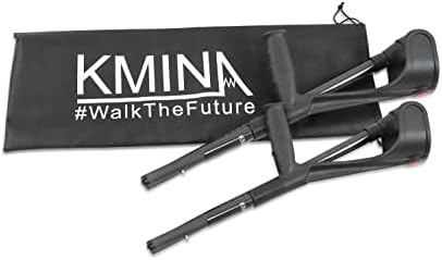 KMINA PRO - Folding Carbon Fiber Crutches (x2 Unit, Open Cuff), Adjustable Forearm Crutches for Adults - Made in Europe
