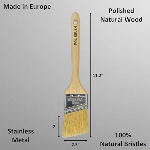 2 inch Angled Trim Paint Brush - Premium European Quality - 100% Natural Bristles
