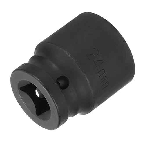 HARFINGTON 12-Point Impact Socket 1/2 Inch Drive 24mm Metric Cr-V Shallow Impact Socket Nut Driver Wrench for Auto Repair