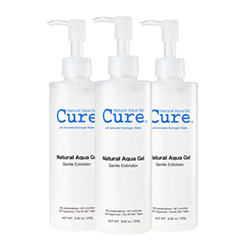 Cure by Toyo | Aqua Gel Gentle Exfoliator | Clear and Softer Skin | Non-Abrasive Face and Body Cleanser | Sensitive Skin | 3 Pack