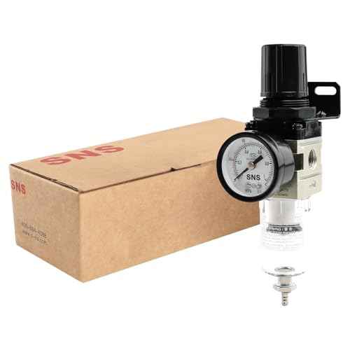SNS Compressed Air Filter Regulator Piggyback Combo 1/4¡±NPT- Semi-auto Drain, Bracket, Gauge Poly Bowl AW2000-N02A