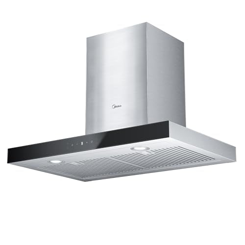 Midea MVT30W9AST Range 30 Inch 450CFM Vent T Shape Stove Hood with 5-Layer Aluminum Permanent Filters Kitchen Exhaust Fan, Ductless Convertible, 3 Speed, Stainless Steel