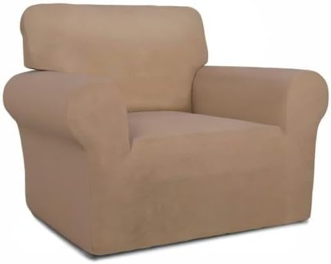 PureFit Super Stretch Chair Sofa Slipcover – Spandex Non Slip Soft Couch Sofa Cover, Washable Furniture Protector with Non Skid Foam and Elastic Bottom for Kids, Pets （Chair, Camel）
