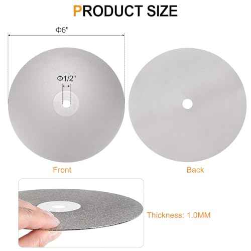HARFINGTON Diamond Flat Lap Disc Set 6" x 1/2" Arbor 120/240/600/1000/1200/1500/2000/2500/3000 Grit Abrasive Wheel Lapping for Grinding Sanding Ceramics, Glass, Stones
