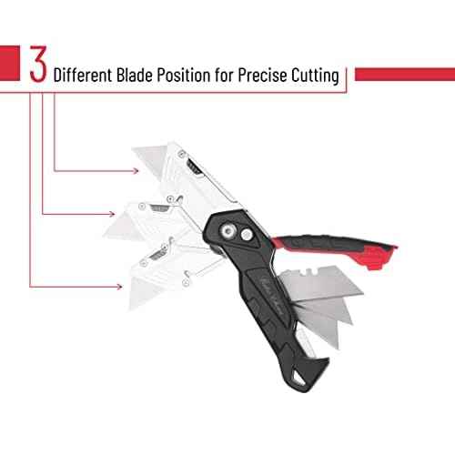 Bates Box Cutter - Folding Utility Knife With 3 Extra Blades, Retractable