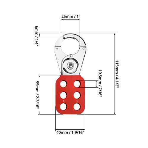 QWORK Lock Out Tag Out Hasp, 12 Pack Tamper-Proof Stainless Steel Padlock Hasp with Extended Jaw, Red