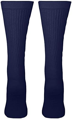 Truform Compression Socks, 15-20 mmHg, Men's Crew Length Mid-Calf Cushion Foot Socks, Navy, Medium