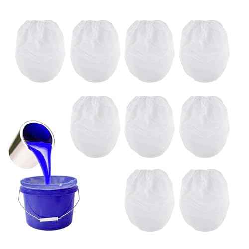 10PCS Paint Strainer Bag, 1 Gallon Paint Filter Bucket with Elastic Opening Drawstring, White Nylon Mesh Filter Fine Mesh Bag for Paint Gardening