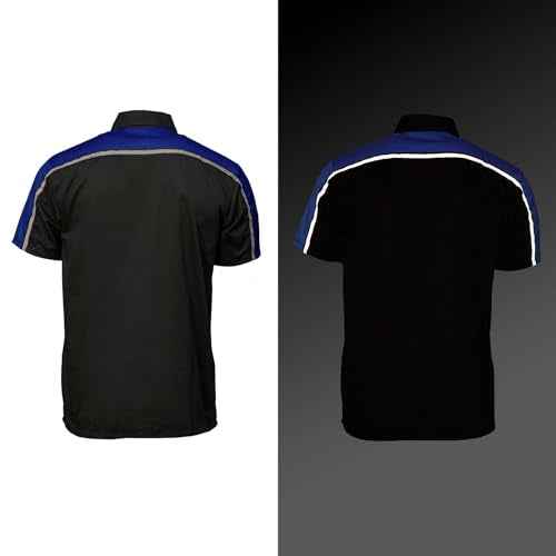Milwaukee Motorcycle Clothing Co. MDM11602 Men's Black and Blue Button Up Mechanic Shirt w/Reflective Stripe
