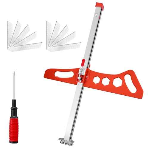 Foldable Drywall Cutting Tool,Cuts 1/4"& 3/8"& 1/2" Boards,Portable Gypsum Board Cutter Laser-Etched Dual Scale for Home Renovation,Drywall Projects with 10pcs Blades (Dual Positioning Red)