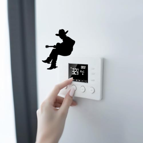Peacoblue Light Switch Plate Stickers Labels Decals 6Pcs 7"x7" Black Cowboys and Horse for Home House Office Kitchen Decorative, Funny Peel and Stick Light Wall Outlet Stickers for Switch Decoration
