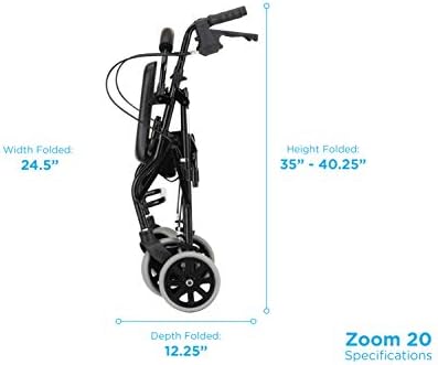 NOVA Medical Products Zoom Rollator Walker with 20" Seat Height, Black
