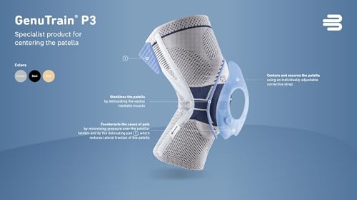 Bauerfeind - GenuTrain P3 - Patella Knee Support - for Misalignment of The Kneecap - Left Knee - Size 6 - Color Black