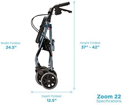 NOVA Medical Products Zoom Rollator Walker Blue 22 Inch (Pack of 1)