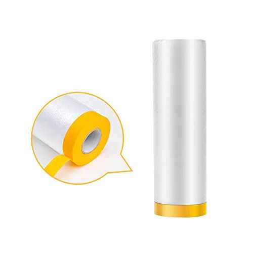 Masking Film Masking Plastic Film Pre-Folded Hand Masker Film for Painting & Automotive Plastic Masking Film Overspray Protection (3.6 Feet x 65 Feet, 3 Rolls)