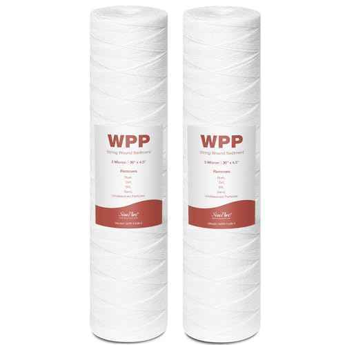 20 x 4.5 Inch 5 Micron String Wound Sediment Water Filter Cartridge, SimPure Whole House Sediment Well Water Filter Replacement for Well Water, Fits DB20P DB20P-3 (2 Pack)