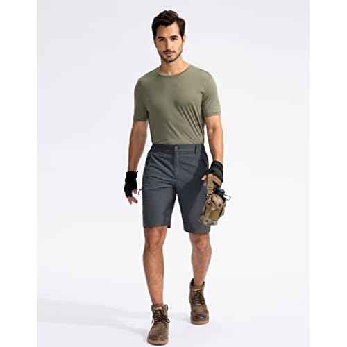 Pudolla Men's Hiking Cargo Shorts 9" Lightweight Outdoor Work Shorts for Men Travel Golf Camping Casual with 5 Zipper Pockets