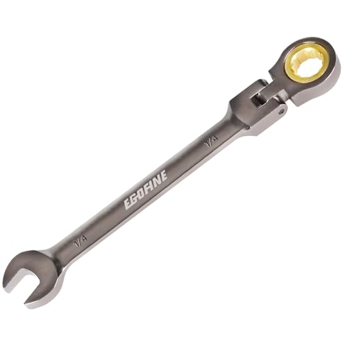 Egofine 1/4 Ratchet Wrench Flex Head, 1/4 Wrench Ratcheting Combination Wrenches SAE, Industrial Grade Gear Spanner with 12 Point Box End, 72-Teeth Ratchet Nickel Plating, Chrome Vanadium Steel