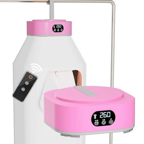 Portable clothes dryer, Compact & Foldable electric drying machine for home, Travel & RV, with remote control and carry bag pink