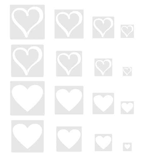 16 Pcs Heart Template for Crafts, Painting Stencils Template, PET Heart Shaped Templates, Wall Stencils for Crafts Reusable DIY Drawing Wall Furniture Home Decoration