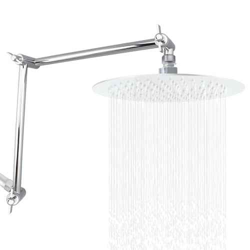 19 Inch Shower Head Extension Arm, Upgrade Flexible Height & Angle Adjustable Shower Arm Extender with Lock Joint, G1/2 Universal Connection for Rain & Handheld Shower Head (Chrome, 19)