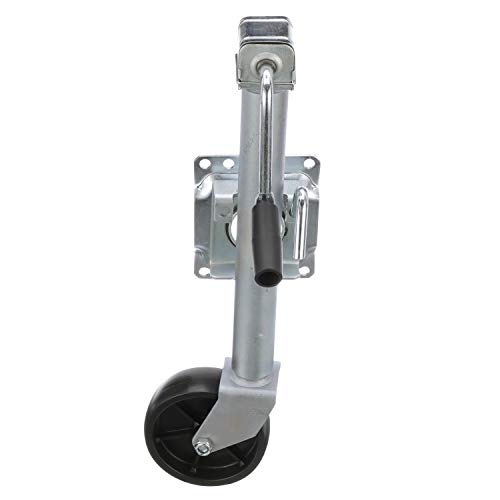 Attwood 11127-4 Fold-Up Trailer Jack, 1,000-Pound Capacity, 10-Inch Travel Lift, 24-Inch Lift, Single Wheel, Fits 3-Inch x 5-Inch Tongue