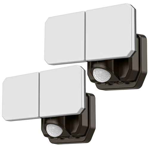 Battery Powered Motion Sensor Security Light(2 Pack),5000K 1000LM High Brightness,6 -Month Battery Life,No Wiring Installation,49FT Sensing Distance,Indoors or Outdoor Used