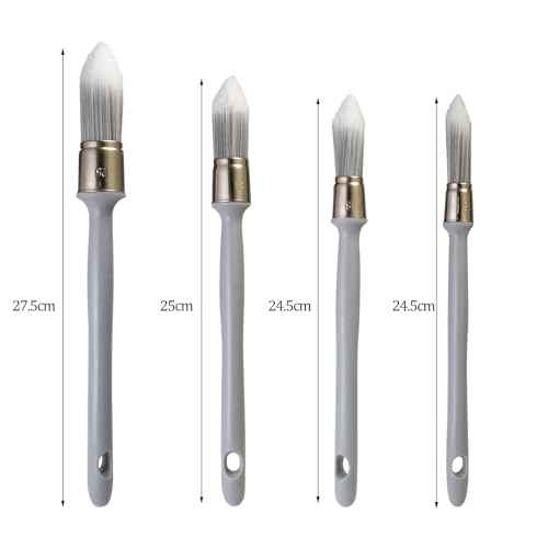 Trim Paint Brush,4 pcs,3/5",7/10",4/5" and 1",Ergonomic Plastic Handles,Trim Round Brushes for Painting