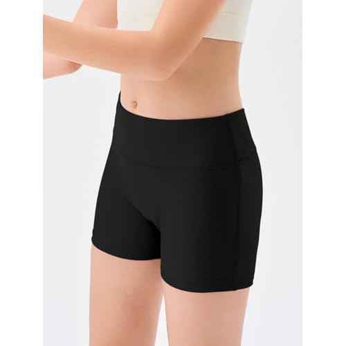 Haloumoning Girls Athletic Shorts Kids High Waisted Yoga Dance Biker Shorts Comfy Gymnastics Shorts 5-14Y