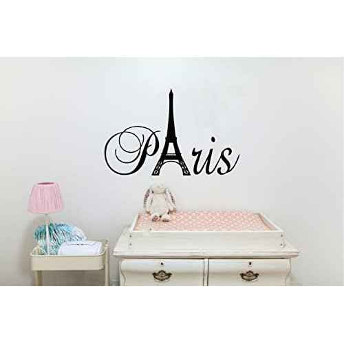 Black 20" x 13" Paris Tower Girls Room Wall Decal Home Decor Vinyl Black