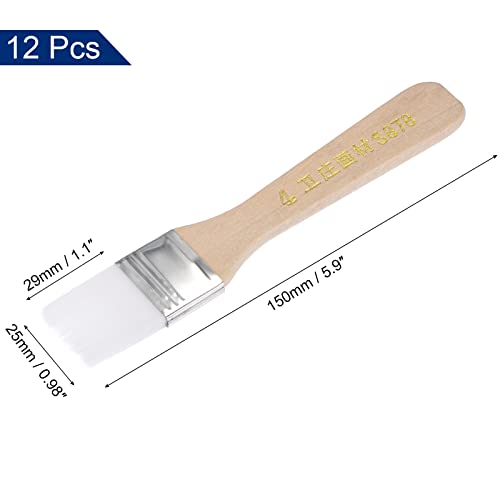 uxcell 6" Paint Brush 1" Width Soft Nylon Bristle with Wood Handle for Wall, Cabinets, Fences White 12Pcs