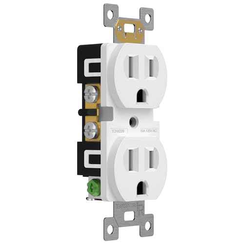 ENERLITES Duplex Receptacle Outlet, Tamper-Resistant Electrical Wall Outlets, Residential Grade, 3-Wire, Self-Grounding, 2-Pole,15A 125V, UL Listed, 61581-TR-W-40PCS, White (40 Pack)