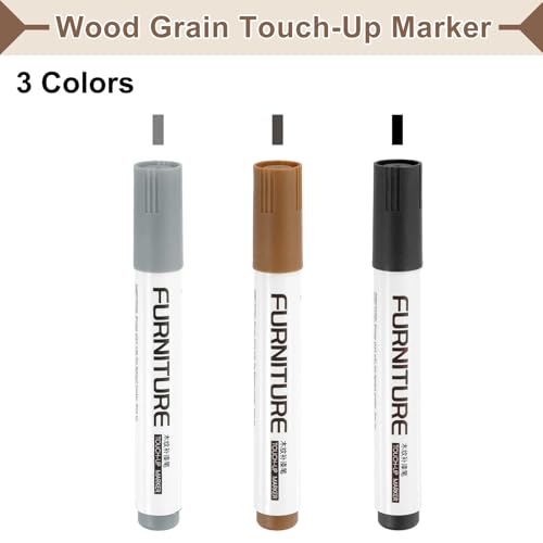 uxcell Furniture Markers Touch Up, 3pcs Furniture Repair Kit Wood Filler Sticks Wood Markers for Scratches Wooden Floor Table Cabinet Laminate Frames, Gray/Black/Rusted Brown