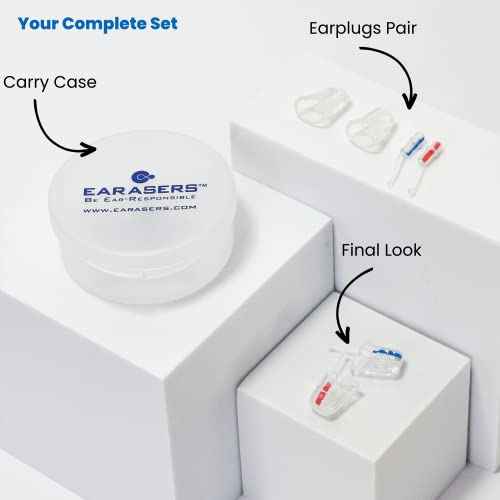 EARasers -26dB Peak Reduction Earplugs - Reusable Noise Reduction Musicians Earplugs for Concerts, Djs (Small)