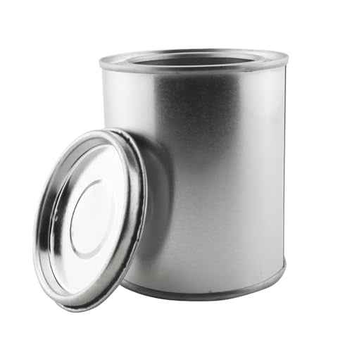 2PSC Empty Metal Paint Can with Lid Paint Storage Container Capacity 0.5L Silver Tin Sealed Small Empty Pail Latex Paint Round Iron Pail