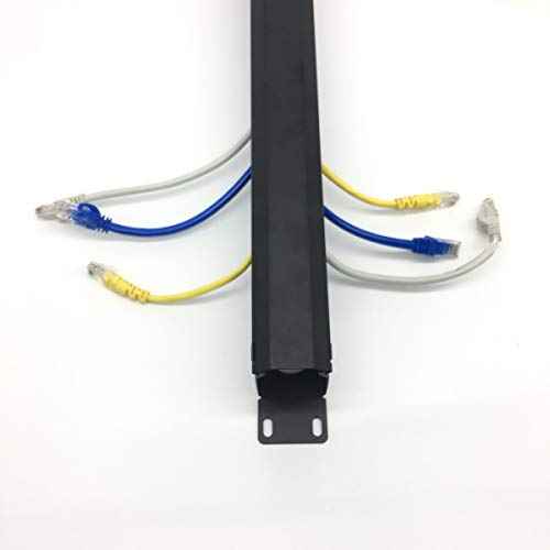 2 Pack- Metal 1U 19 Inch Cable Manager 12 Big Slots Horizontal Rack Mount Wire Organizer Cable Management System with Cover and Mounting Screws for 19" Network Cabinet(1UCM12S2PC)