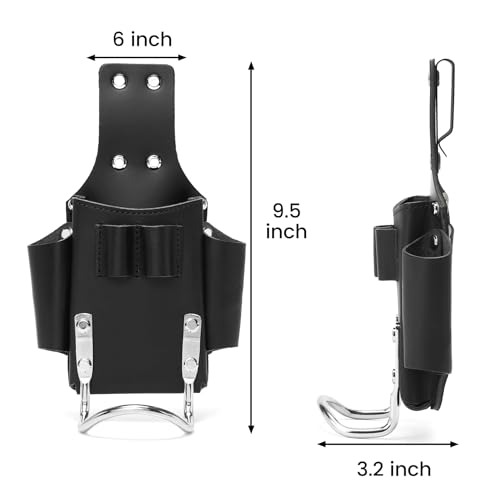 Small Leather Tool Pouch - 6-in-1 Heavy Top Grain Leather Small Tool Pouch with a Steel Hammer Loop,Hammer Holder Reinforced Heavy Duty Rivets - Fits Belts up to 2.5"