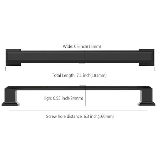 Asidrama 10 Pack 6.3 Inch(160mm) Matte Black Cabinet pulls Kitchen Cabinet Handles Cabinet Pulls Kitchen Cabinet Hardware for Cupboard Drawer Pulls
