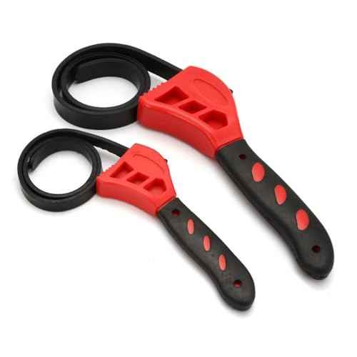2PCS Strap Wrench Plumbing, Rubber Strap Wrench, 24 Inch & 19.7 Inch Oil Filters Strap Wrenches, Water Filter Wrenches, Adjustable Rubber Jar Opener for Water Filters, Plumbing,Sink, Faucet