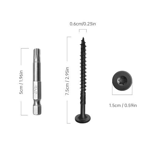 3 Inch Wood Screws 300Pcs, Heavy-Duty Outdoor Deck Screws for Timber/Log/Landscaping Wood, with T30 Star Bit (#14 x 3)